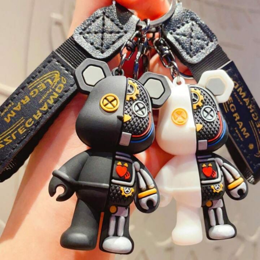 2 pc Mechanical Teddy Bear Keychains